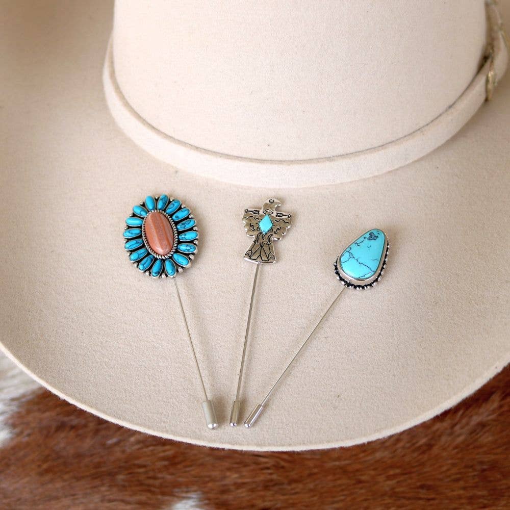 Willow Lane Hat Co. - Beaded Turquoise Hat Pin - Sierra