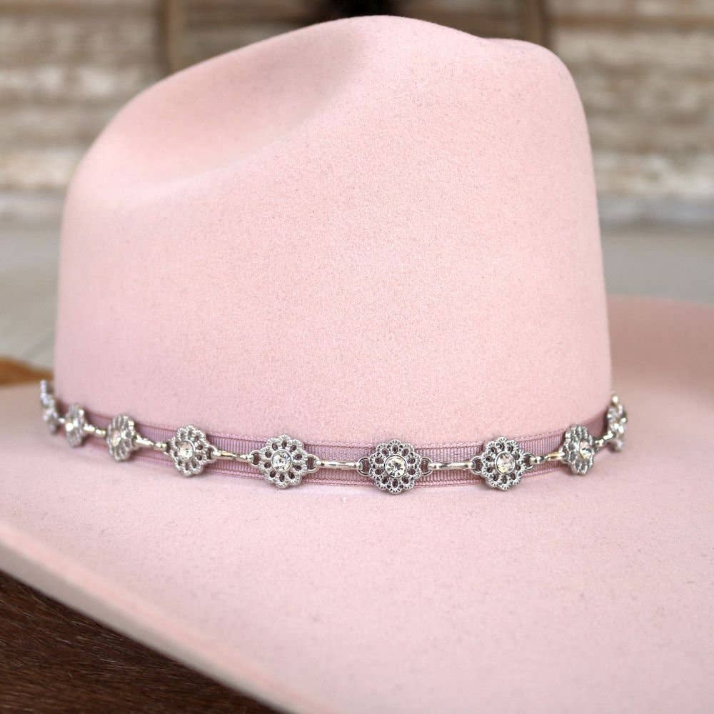 Willow Lane Hat Co. - Silver Dainty Wildflower Chain Hat Band