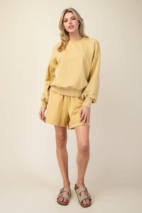 Rae Mode Mineral Washed French Terry Short Set: Mocha