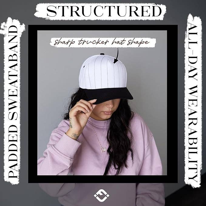 Funky Junque - Two Tone Vintage Snapback Hat - Pinstripe - Black/White
