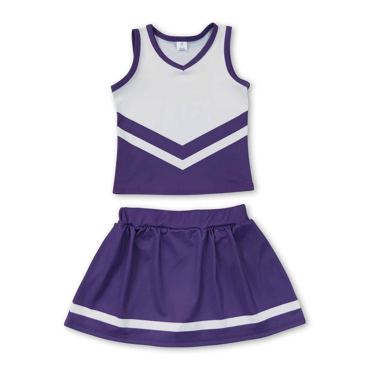 Yawoo Garments - Sleeveless white maroon top skirt girls team cheer active set: Red white / 6-7T