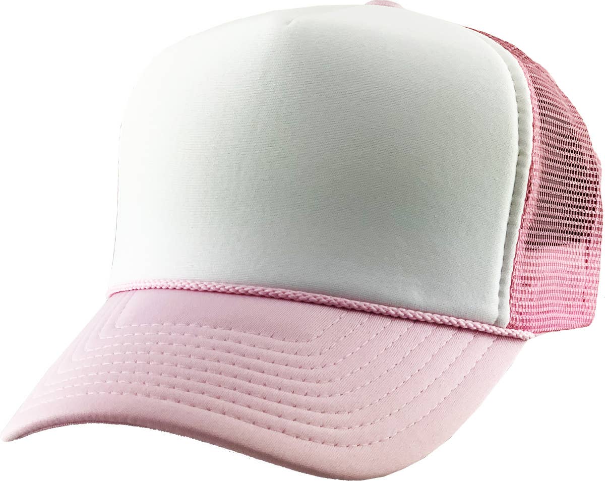 Classic Foam Front Trucker Hat: Light Pink-White