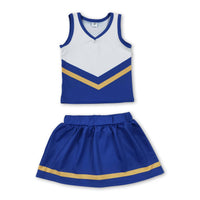 Yawoo Garments - Sleeveless white maroon top skirt girls team cheer active set: Red white / 6-7T