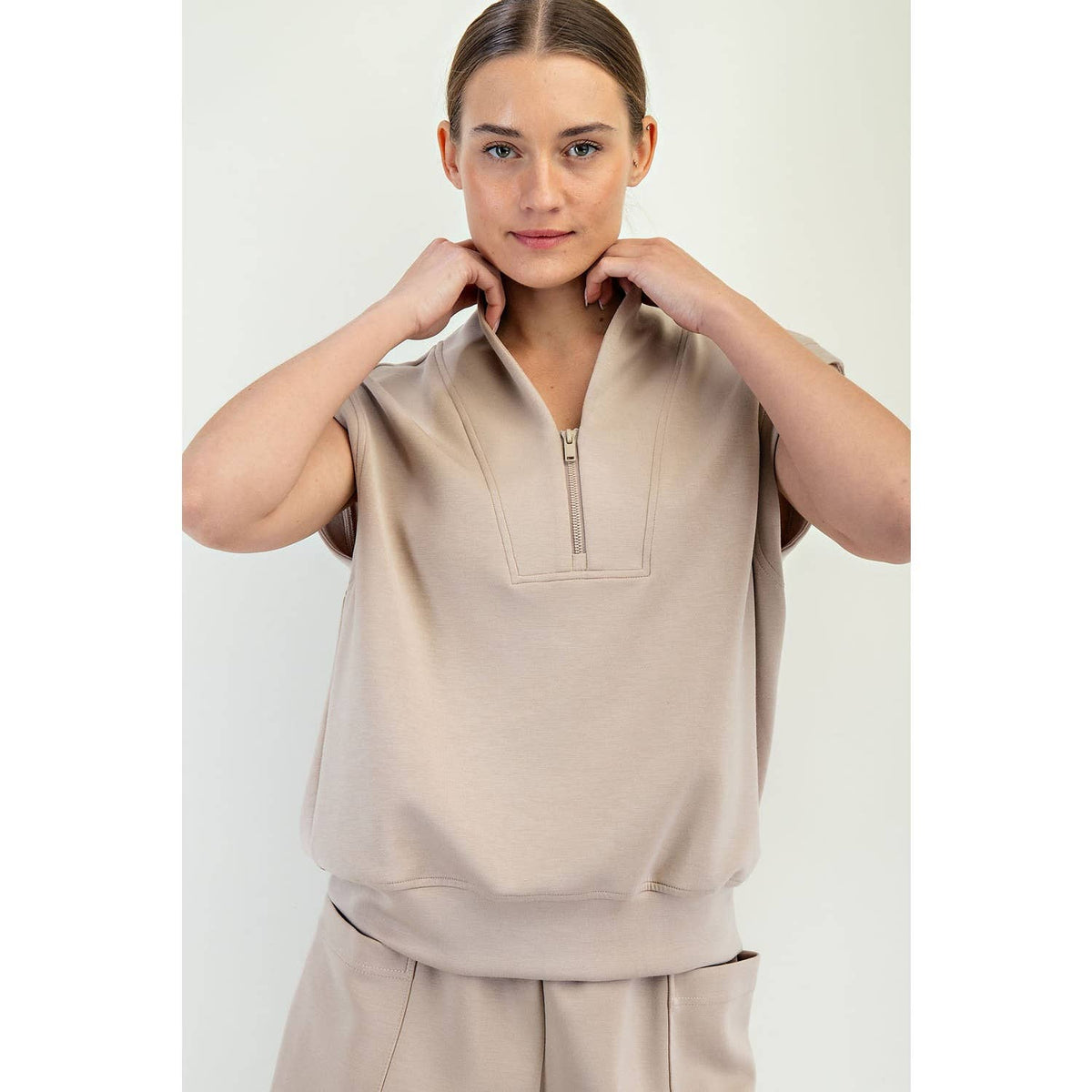 Rae Mode Modal Scuba Luxe V-Neck Sleeveless Top and Shorts Set: Paradise Blue