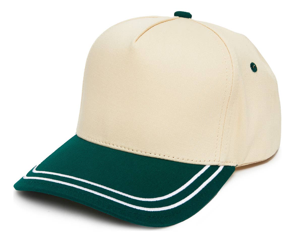 Funky Junque - Embroidered Brim Two Tone Trucker Hat - Kelly Green/Beige