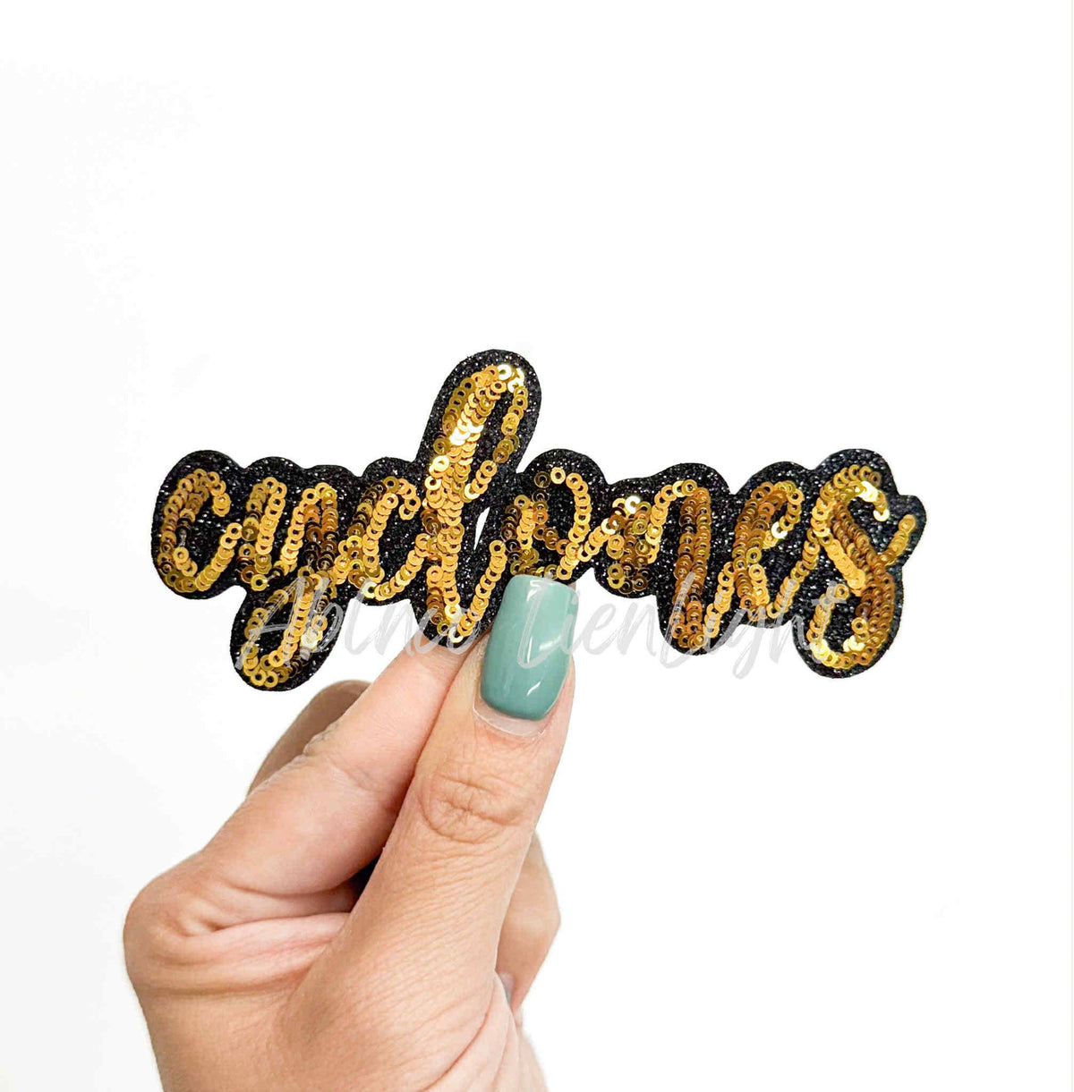 ABLNco - Cyclones Cursive Sequins Iron On Patch-Gold