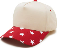 Funky Junque - Two Tone Vintage Snapback Hat - Star Print - Red/Beige