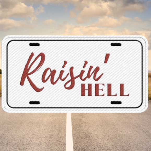 Raisin' Hell License Trucker Hat Patch