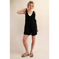 Rae Mode Cotton Twill Roll-Up Overall Short Romper: Dusty Sage
