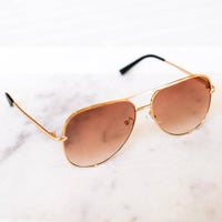 Pretty Simple Alexa Aviator Frame Sunglasses - Brown