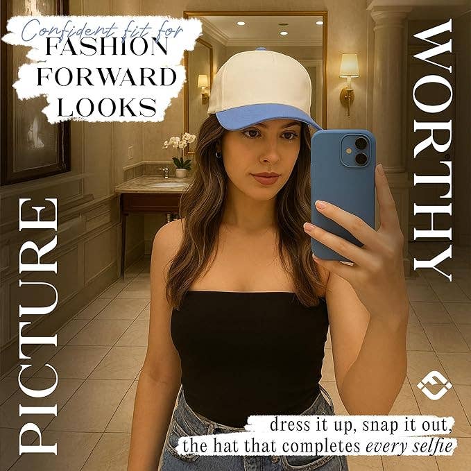 Funky Junque - Two Tone Vintage Snapback Hat - Light Blue/Beige