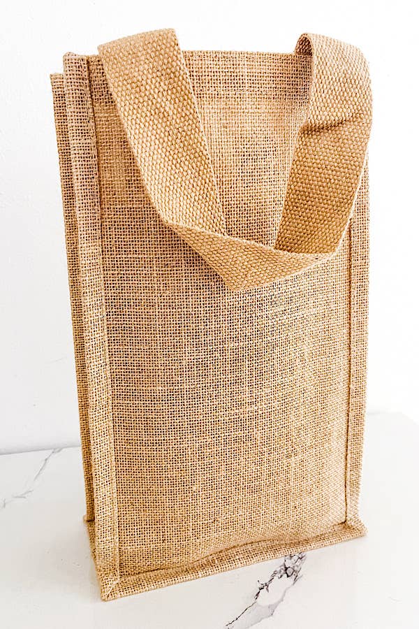 Custom Jute 2 Bottle Wine Bag