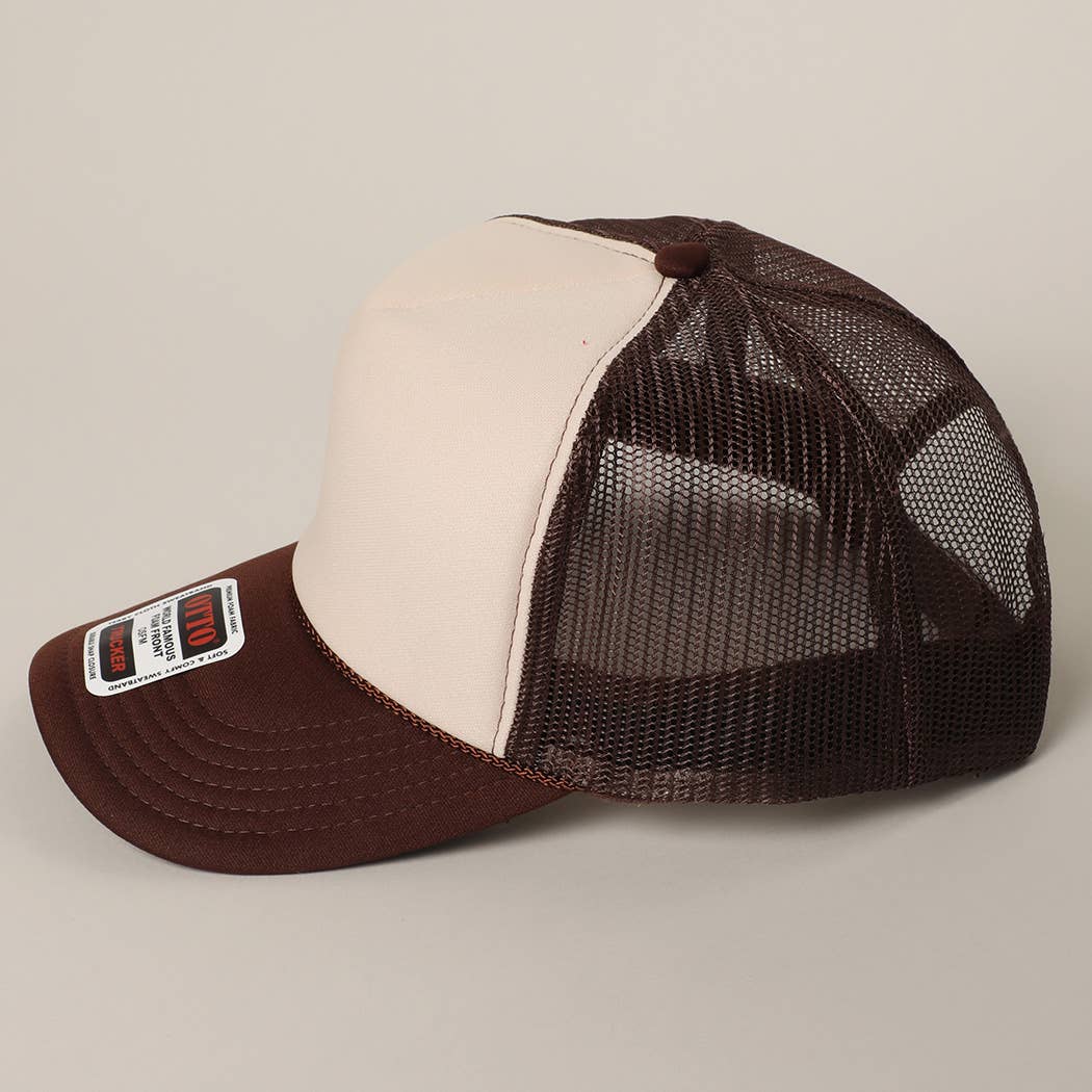 Classic Foam Front Trucker Hat: Brown-Tan