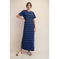 Rae Mode Modal Scuba Stripe Maxi Dress: Cream/Black