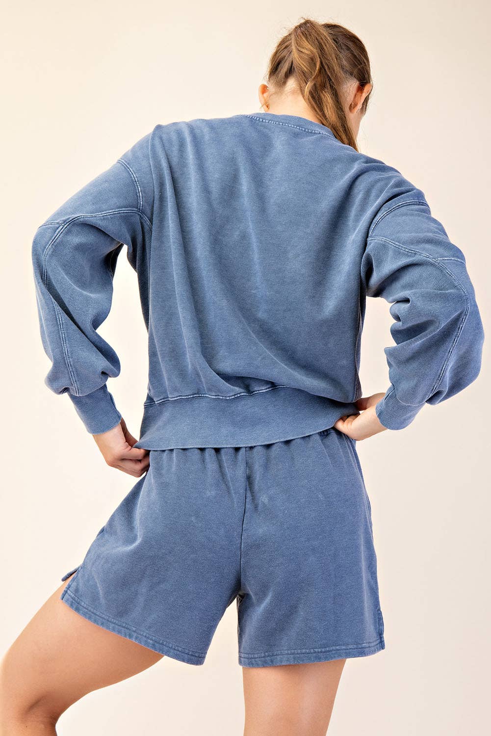 Rae Mode Mineral Washed French Terry Short Set: Mocha