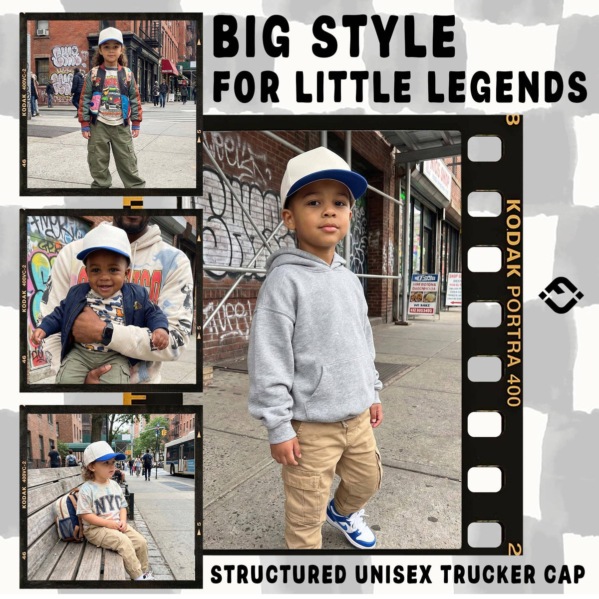 Funky Junque - Kids/Baby Two Tone Vintage Cap - Royal Blue/Beige: Kids (2-9 Years)