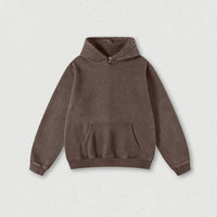 Sodalemon - Heavyweight washed velvet hooded sweatshirt: Brown / 2XL