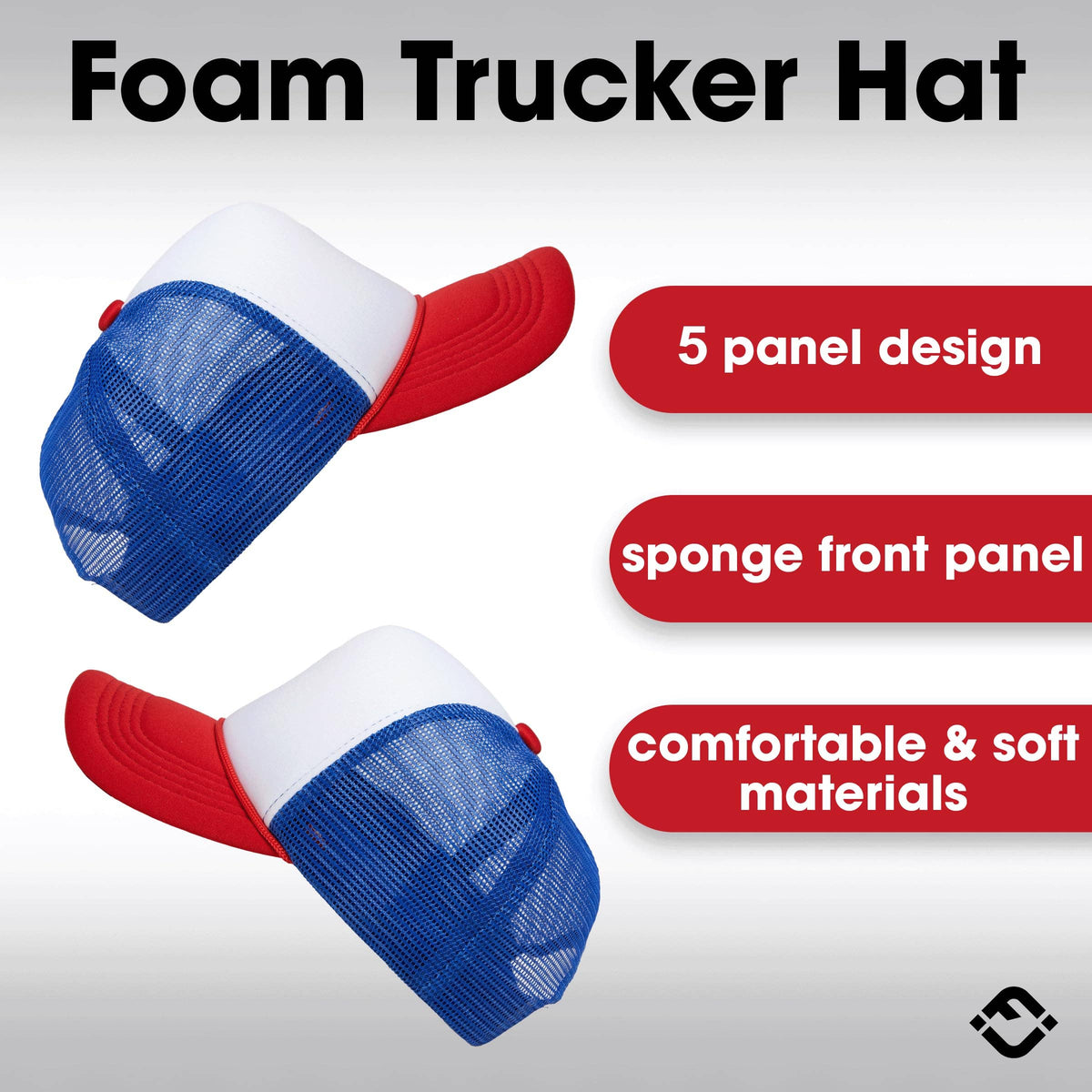 Funky Junque - Foam Trucker Hat (White/Red/Royal Blue)