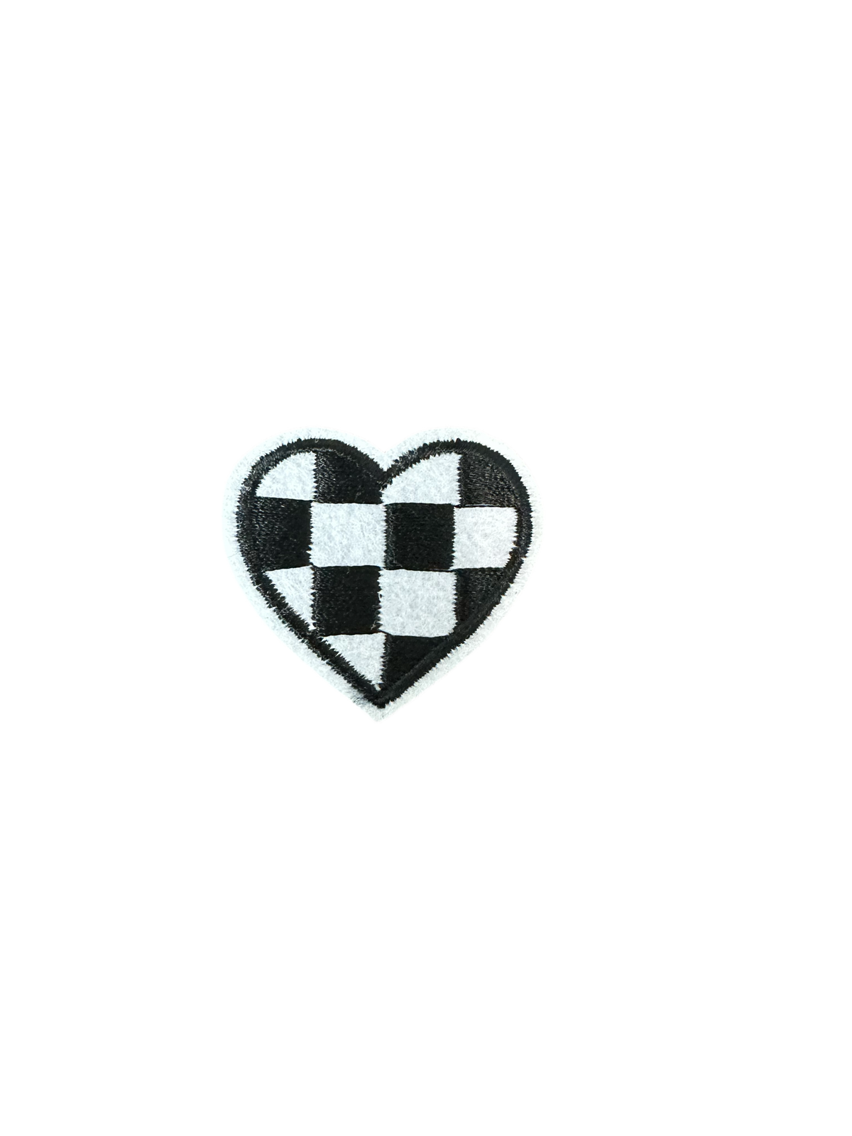 Black and White Small Checkered Heart Patch