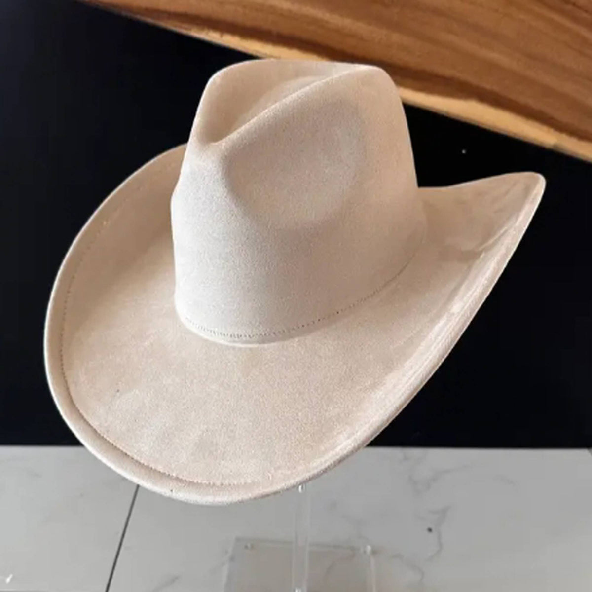 Queens INC - Fashion Vegan suede cowboy hat : STONE / ONE SIZE