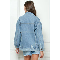 Veveret Distressed Classic Denim Jacket - Medium Wash