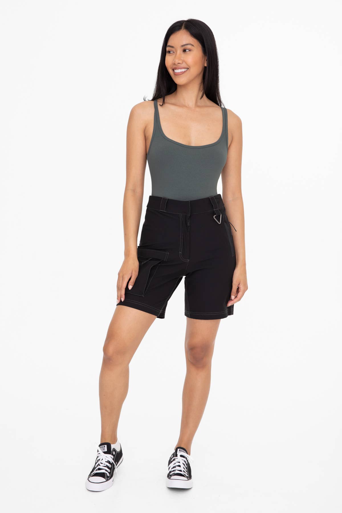 Mono B Square Neck Ribbed Bodysuit - BLACK