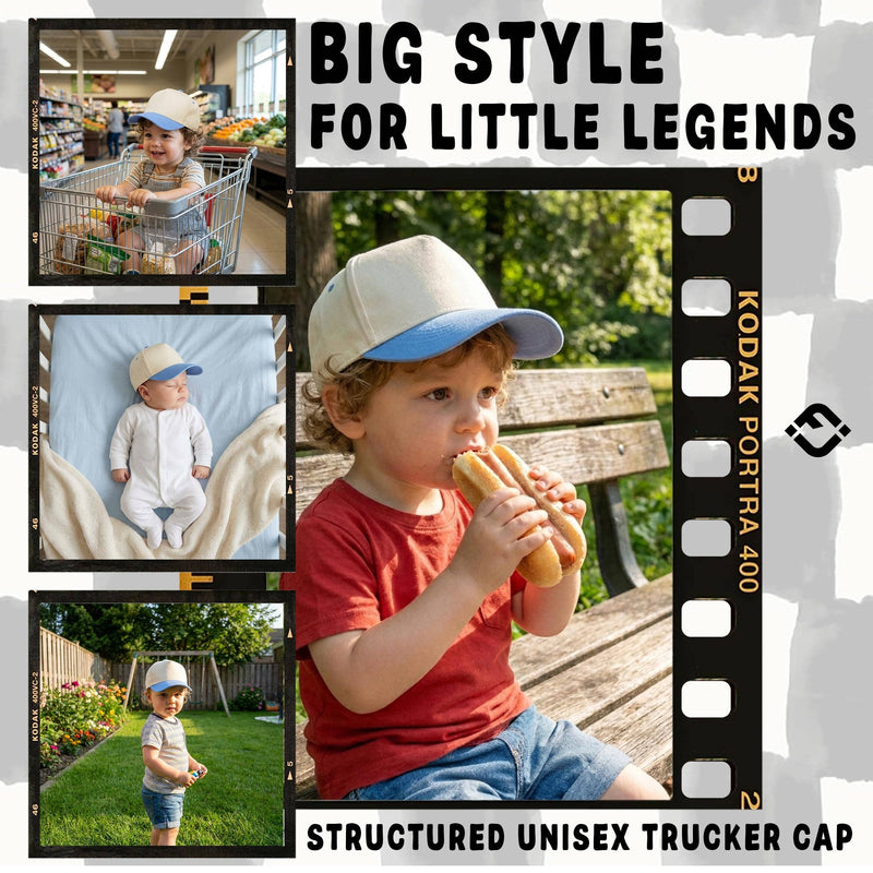 Funky Junque - Kids/Baby Two Tone Vintage Cap - Light Blue/Beige: Kids (2-9 Years)