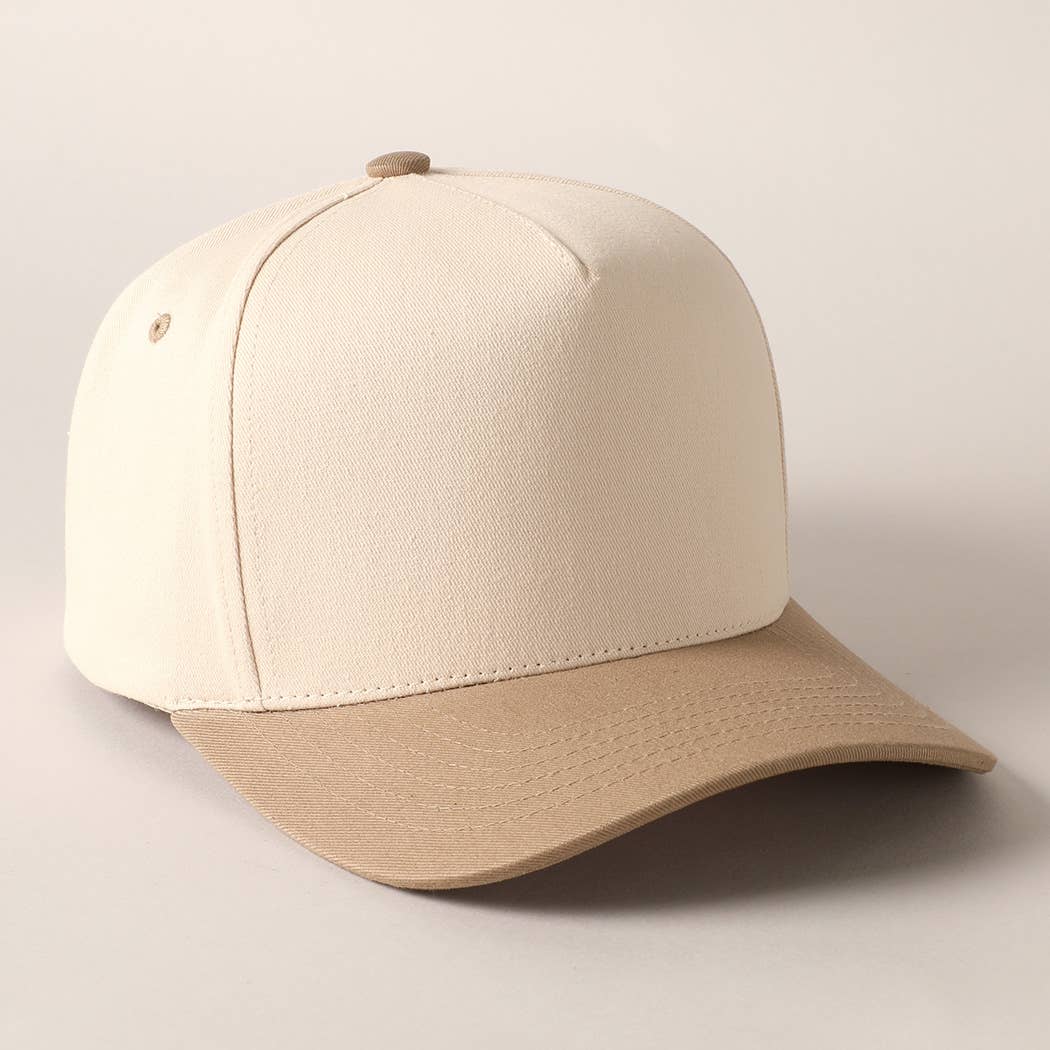Fashion City - Plain Two-Tone Canvas Cotton Trucker Hat: BLK / ONE SIZE