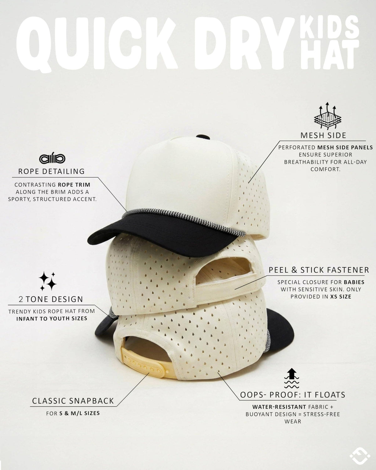 Funky Junque - Kid's Golf Hat - Black/Beige: Medium/Large