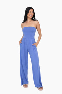 Mono B Strapless Flared Lounge Jumpsuit - Black