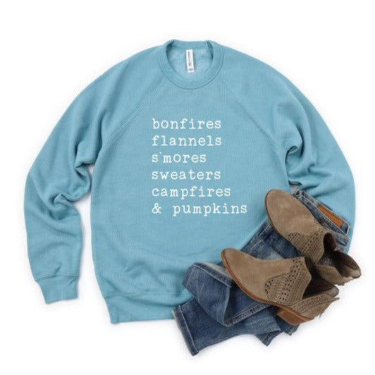 Women's Bonfires Flannels S'mores Bella Crew Sweatshirt