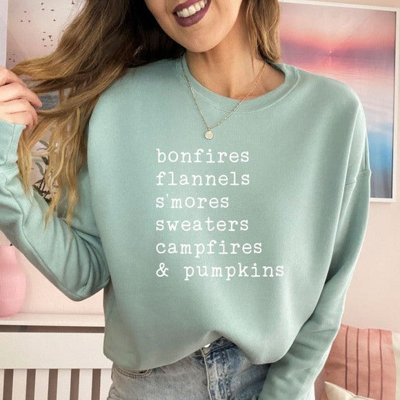 Women's Bonfires Flannels S'mores Bella Crew Sweatshirt