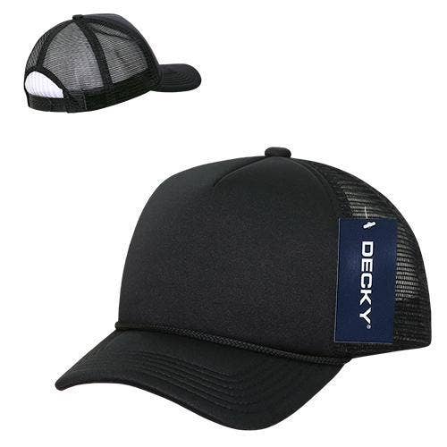 Youth Trucker Foam Hat: Black-White