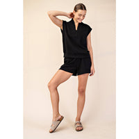 Rae Mode Modal Scuba Luxe V-Neck Sleeveless Top and Shorts Set: Paradise Blue