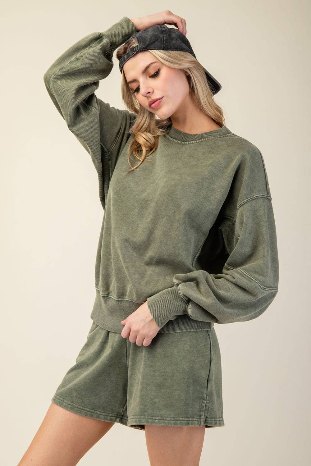 Rae Mode Mineral Washed French Terry Short Set: Mocha