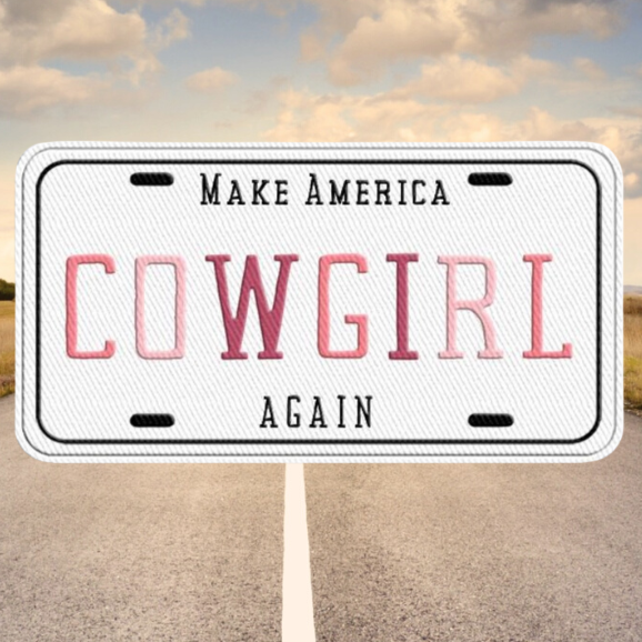 Make America Cowgirl Again License Trucker Hat Patch