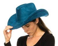 DNMC - Cattleman Cowboy-Cowgirl Hat - Vegan Suede - 12+ Colors!: Teal