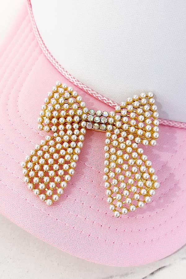 Nash Grey - Pearl Bow Clip-on Hat Charm