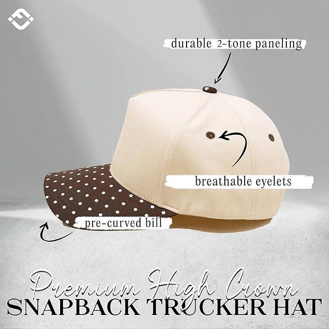 Funky Junque - Two Tone Vintage Snapback Hat - Polka Dots - Brown/Beige