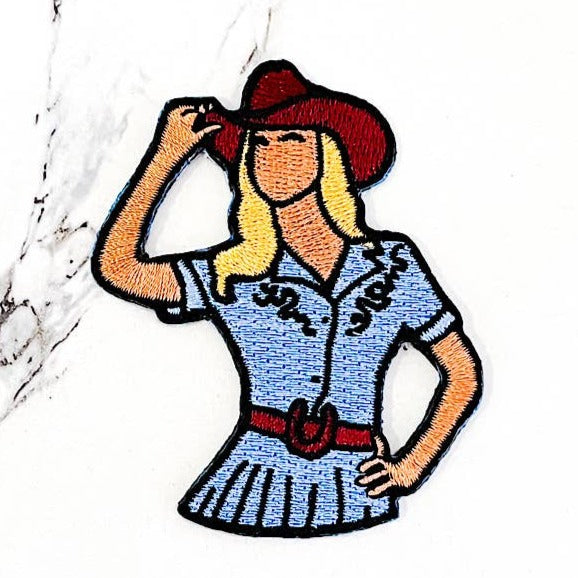 Howdy Cowgirl Hand on Hat Trucker Hat Patch