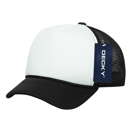 Youth Trucker Foam Hat: Black-White