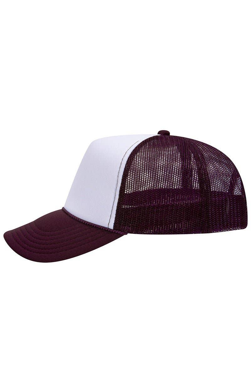 Classic Foam Front Trucker Hat: Maroon-White