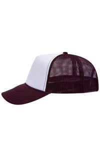 Classic Foam Front Trucker Hat: Maroon-White