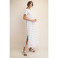 Rae Mode Modal Scuba Stripe Maxi Dress: Cream/Black
