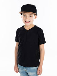 Funky Junque - Flat Brim Trucker Hat - Black/Faux Leather Brim: Kids (2-9 Years)