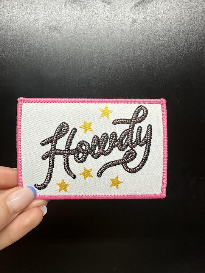 Howdy Pink Outlined Rectangle Patch