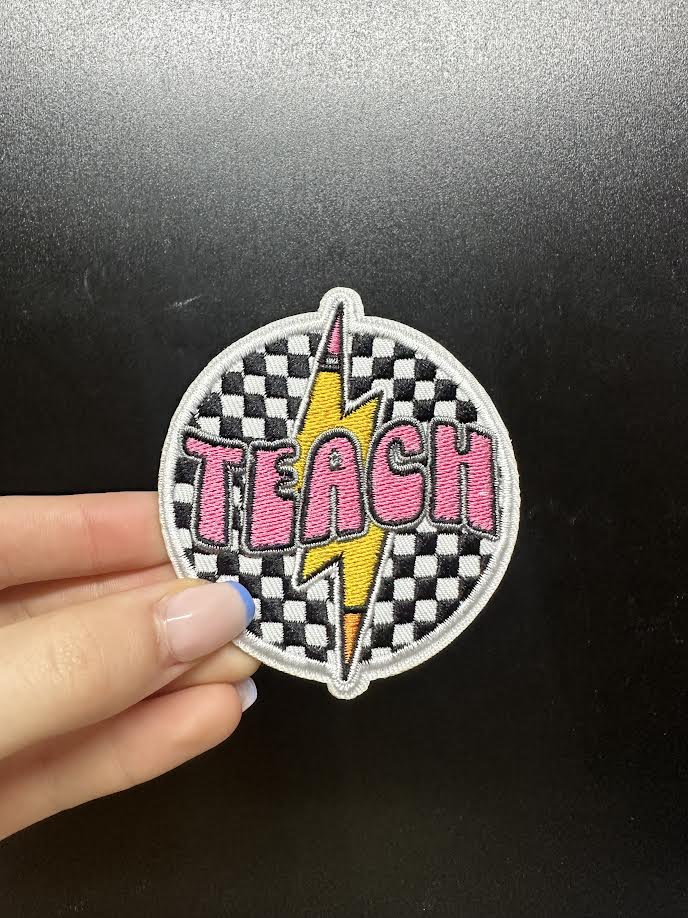 Teach Circle Checkered with Pencil Patch