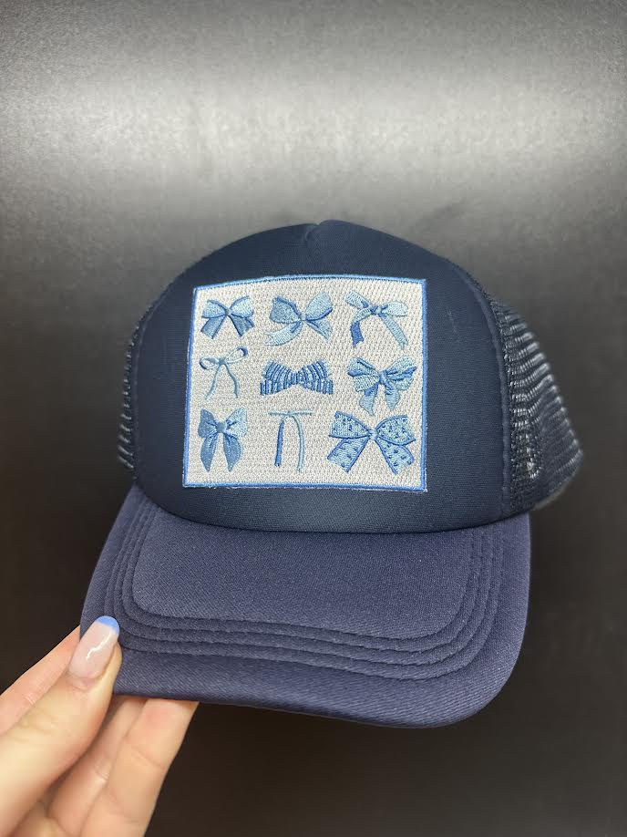 Youth Navy Blue Bows Patch Trucker Hat