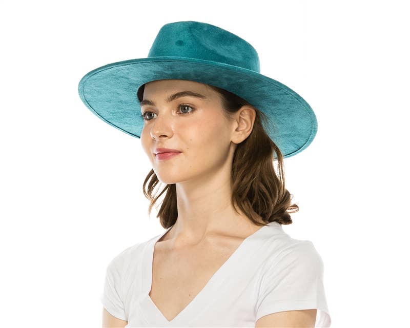 DNMC - Stiff Brim Rancher Hat - Premium Vegan Suede: Teal