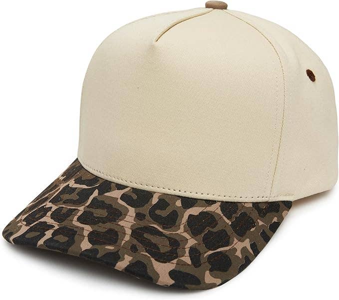 Funky Junque - Women's 2-Tone Blank Snapback Hat - Leopard/Beige
